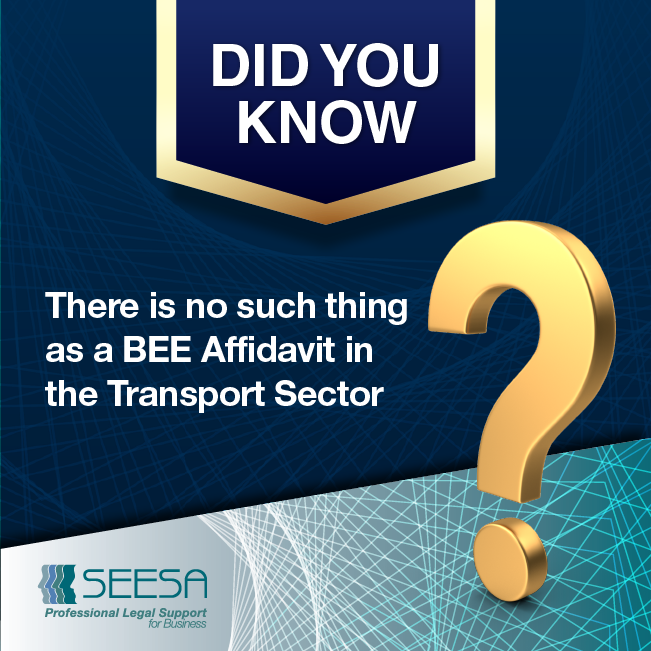 Did You Know? – There is no such thing as a BEE Affidavit in the transport sector