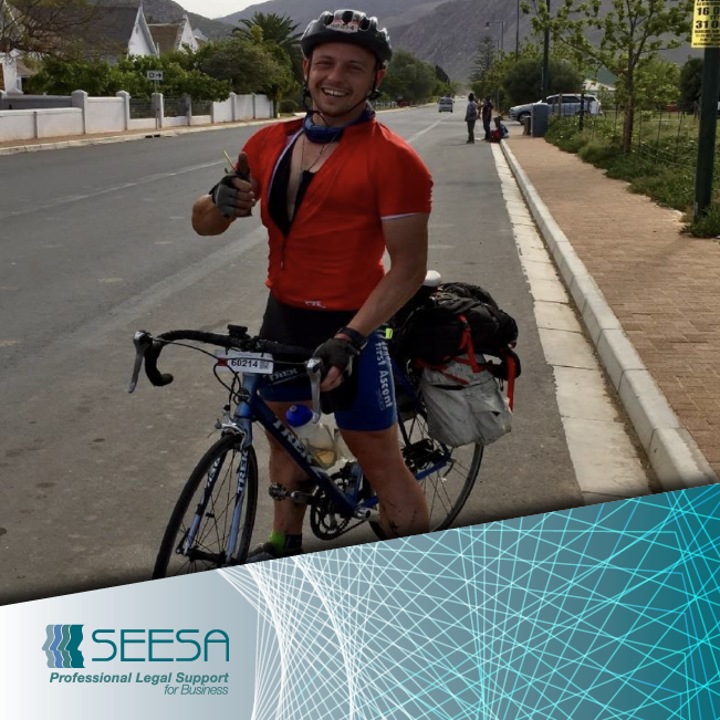 SEESA Hero cycling for Rotary and community mobility awareness Augrabies to Atlantis